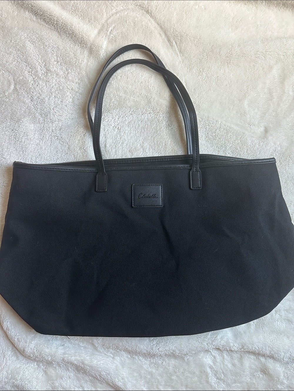 Cleobella Black Canvas Tote with Leather Trim